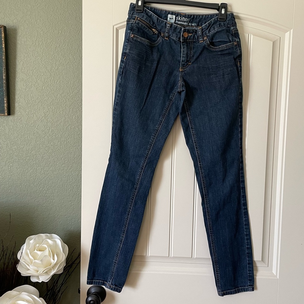 Mossimo Supply Jeans - Dark premium skinny denim jean with small hardware pieces